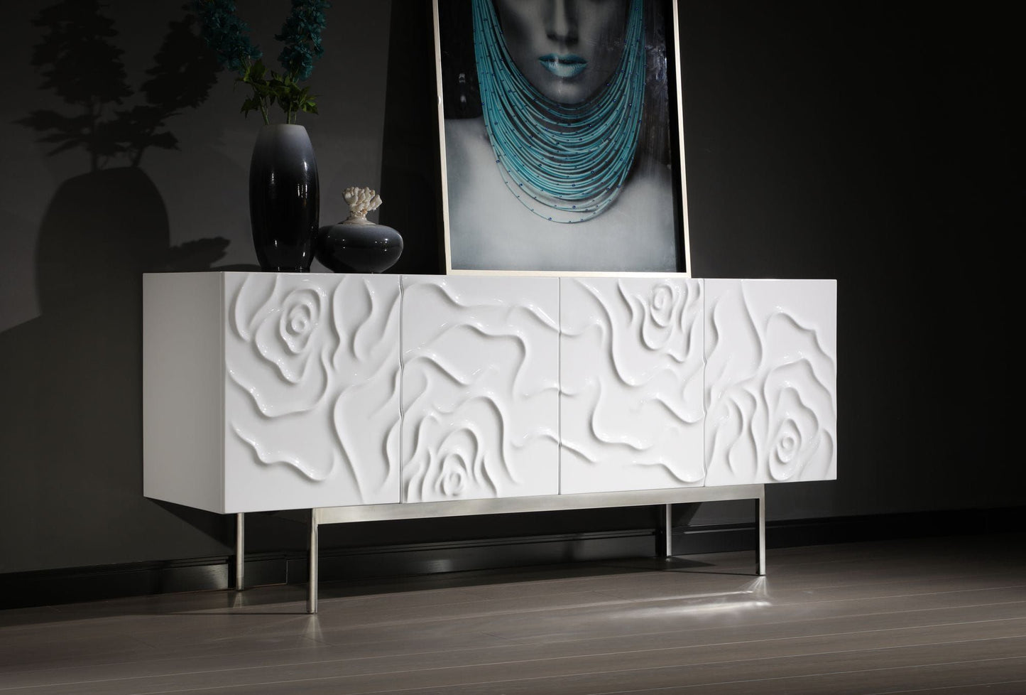 Gwen White High Gloss Buffet