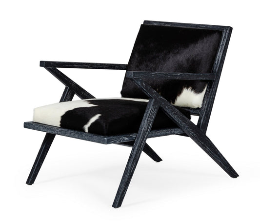 Modrest Hallam - Glam Black and White Cowhide Accent Chair