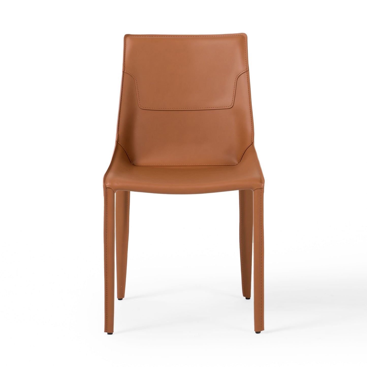 Modrest Halo - Modern Cognac Saddle Leather Dining Chair Set of Two