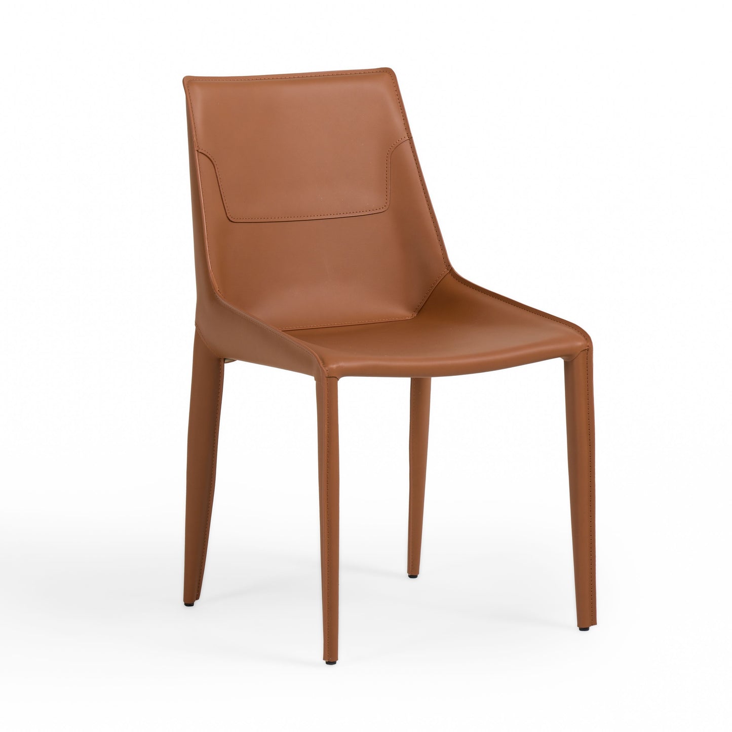 Modrest Halo - Modern Cognac Saddle Leather Dining Chair Set of Two