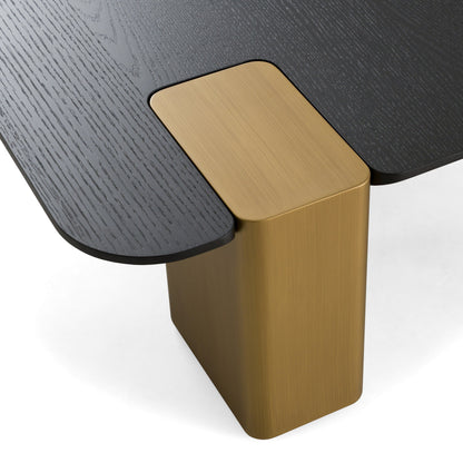 Modrest Harold Modern Nesting Coffee Table Set – Black Oak & Brushed Gold - Contemporary Square Tables