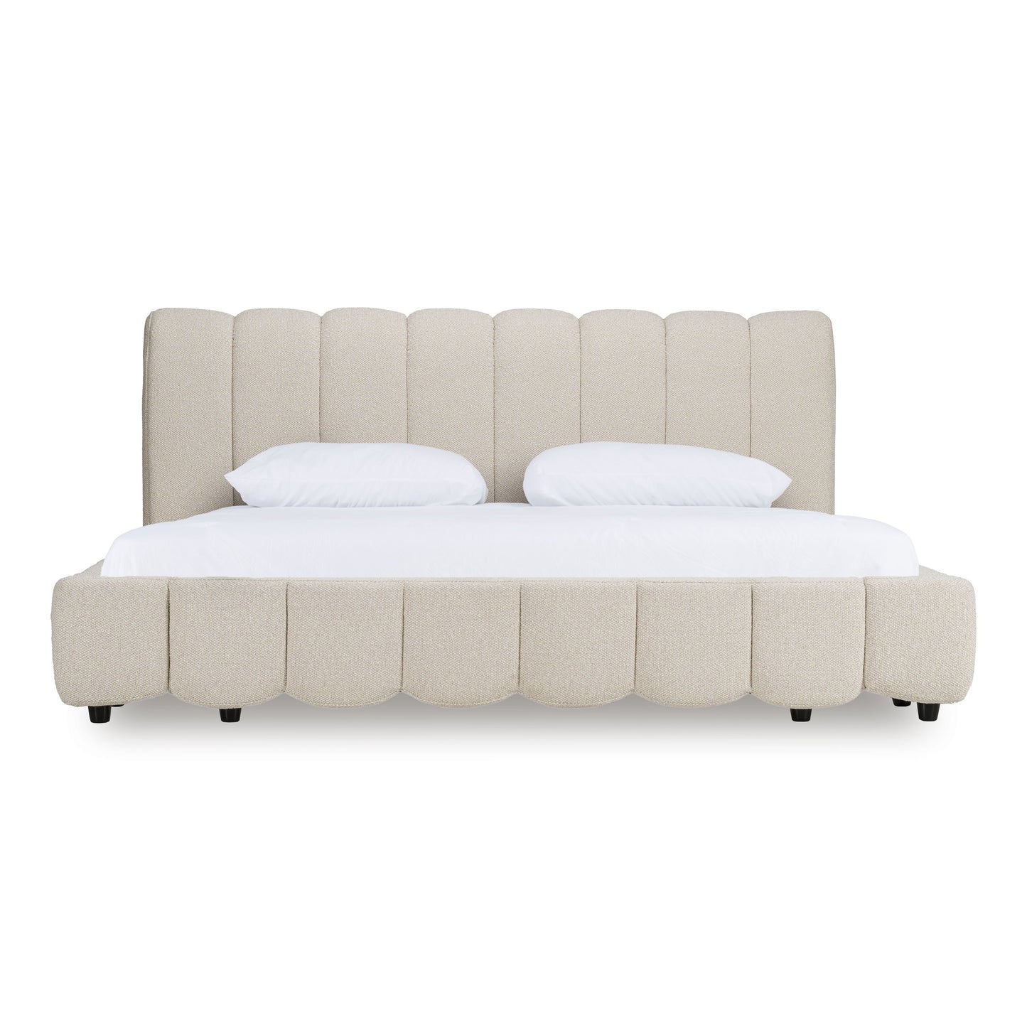 Modrest Harris Modern Fabric Bed – Off-White Upholstery - Stylish Contemporary Bedroom Furniture