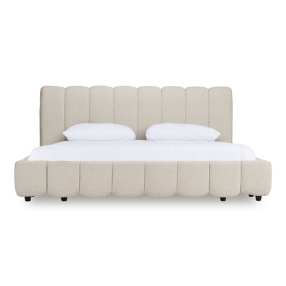 Modrest Harris Modern Fabric Bed – Off-White Upholstery - Stylish Contemporary Bedroom Furniture