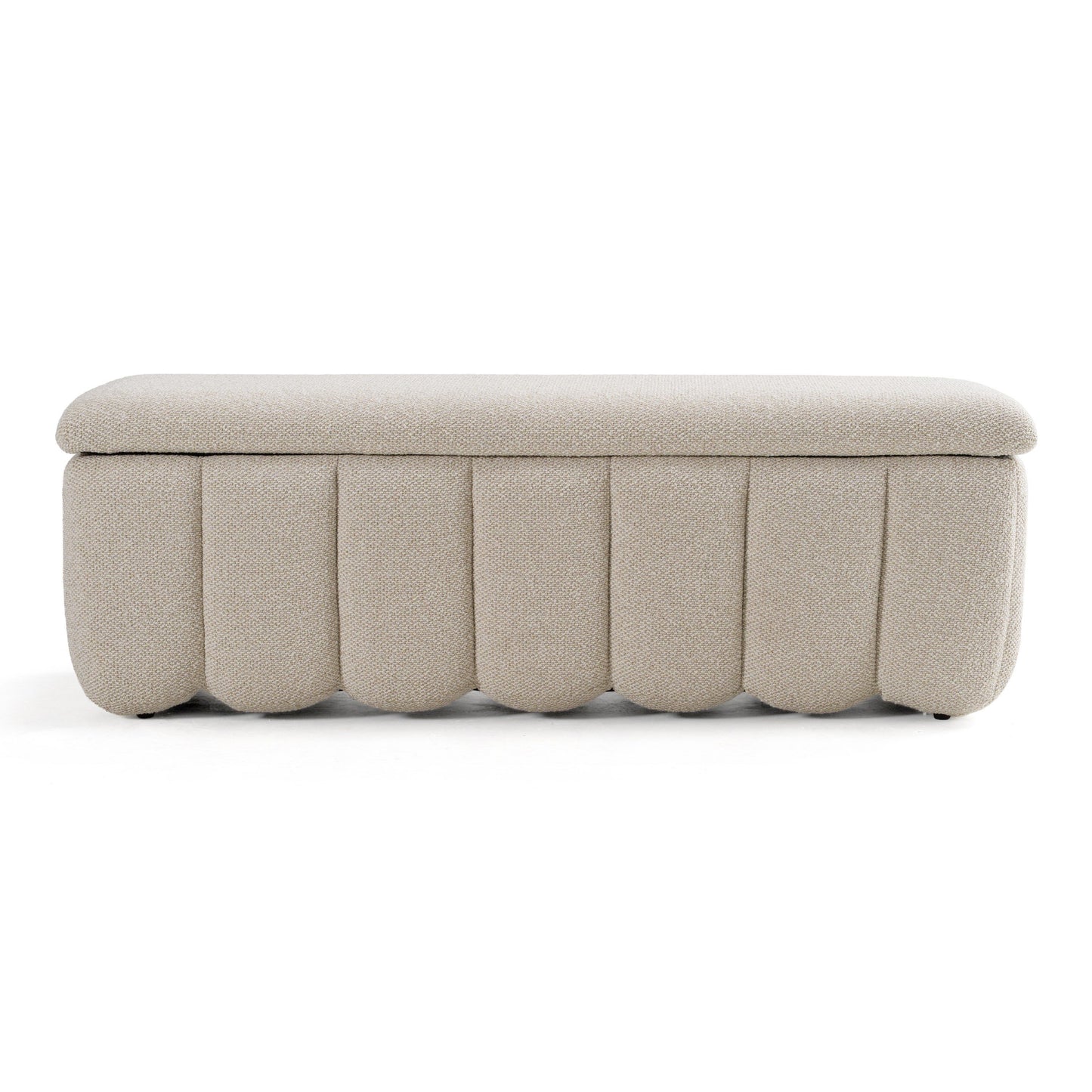Modrest Harris Modern Storage Bench – Off-White Fabric Entryway or Bedroom Seating