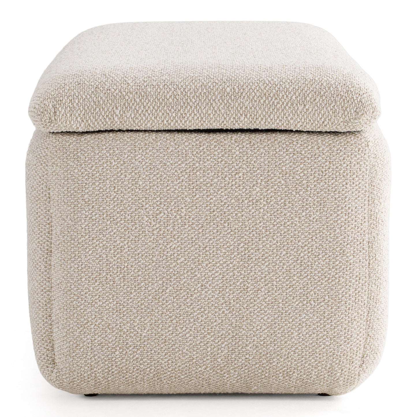 Modrest Harris Modern Storage Bench – Off-White Fabric Entryway or Bedroom Seating