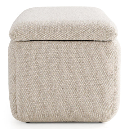 Modrest Harris Modern Storage Bench – Off-White Fabric Entryway or Bedroom Seating