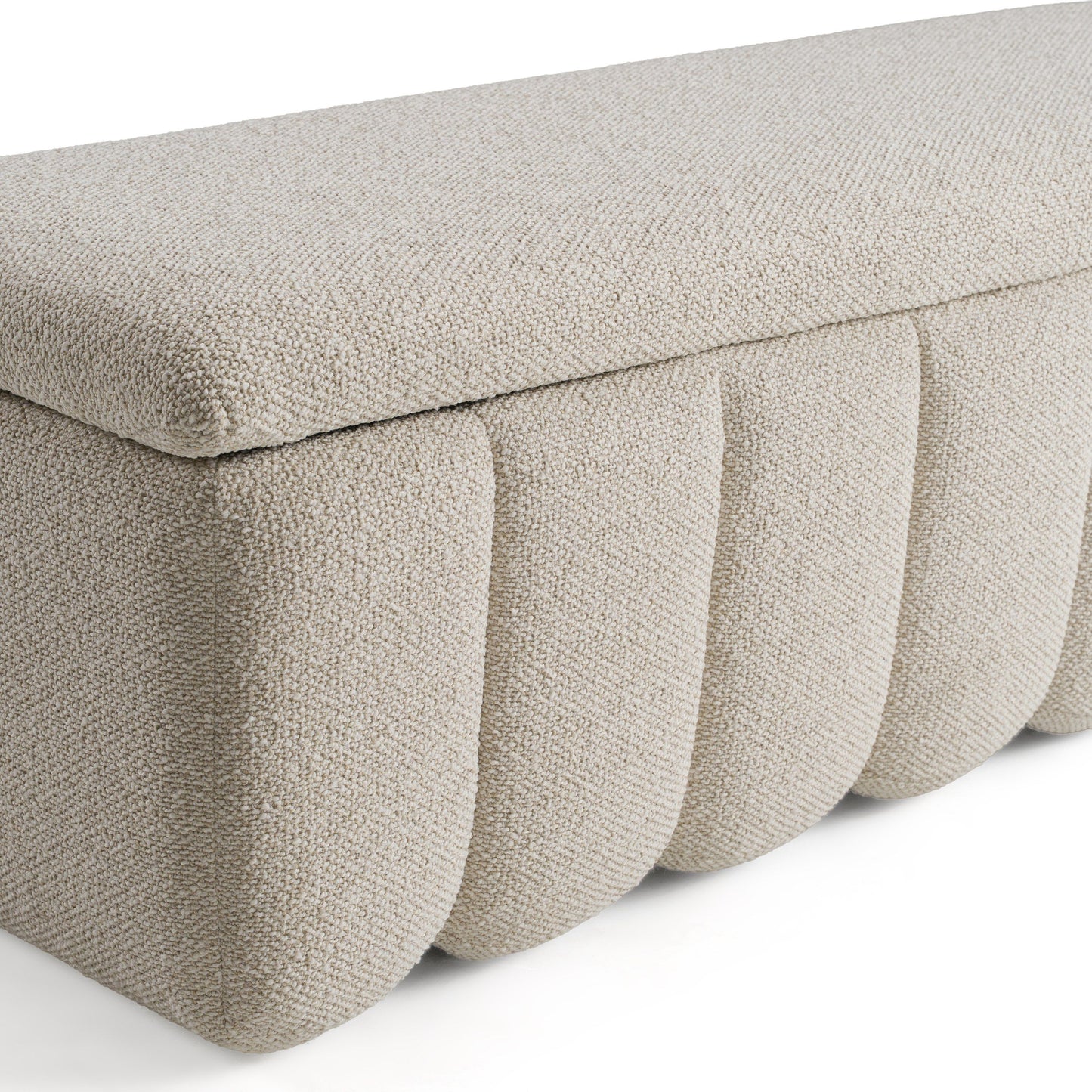 Modrest Harris Modern Storage Bench – Off-White Fabric Entryway or Bedroom Seating