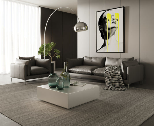 Divani Casa Harvest - Modern Grey Full Leather Sofa Set