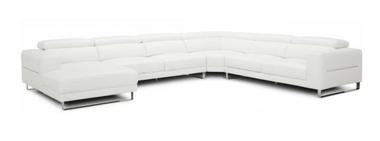 Divani Casa Hawkey - Contemporary White Full Leather U Shaped Left Facing Sectional Sofa
