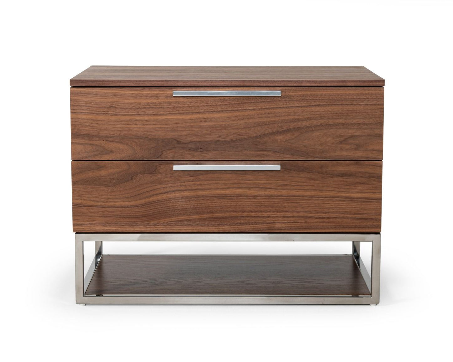 Modrest Heloise Contemporary Walnut & Stainless Steel Nightstand