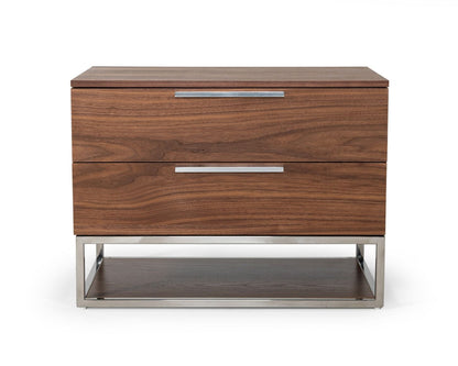 Modrest Helenora Modern Walnut Nightstand - Elegant and Functional Bedside Storage Solution