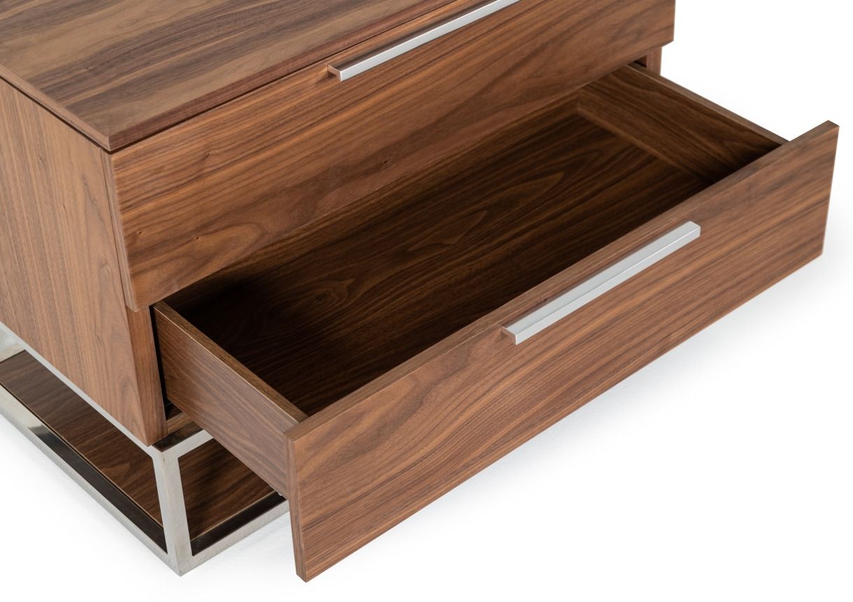 Modrest Helenora Modern Walnut Nightstand - Elegant and Functional Bedside Storage Solution