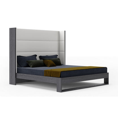 Heloise 4‑Piece Bedroom Set Contemporary White Vegan Leather Grey Elm Eastern King