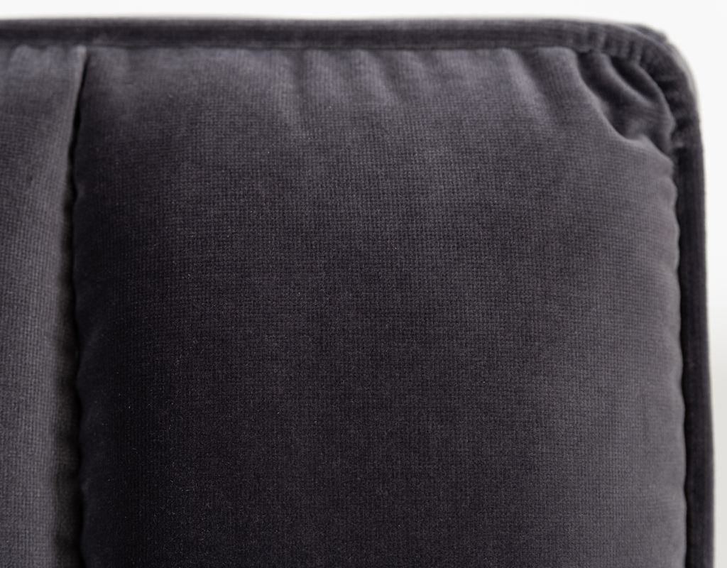 Hemlock Dark Grey Velvet Upholstered Platform Bed with Cushioned Headboard