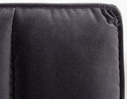 Hemlock Dark Grey Velvet Upholstered Platform Bed with Cushioned Headboard