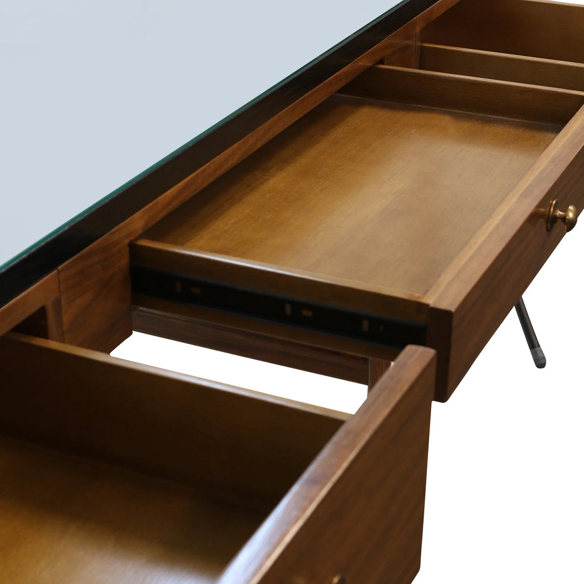 Demetrius Desk Caramel Walnut Veneer Mahogany Wood