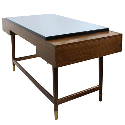 Demetrius Desk Caramel Walnut Veneer Mahogany Wood