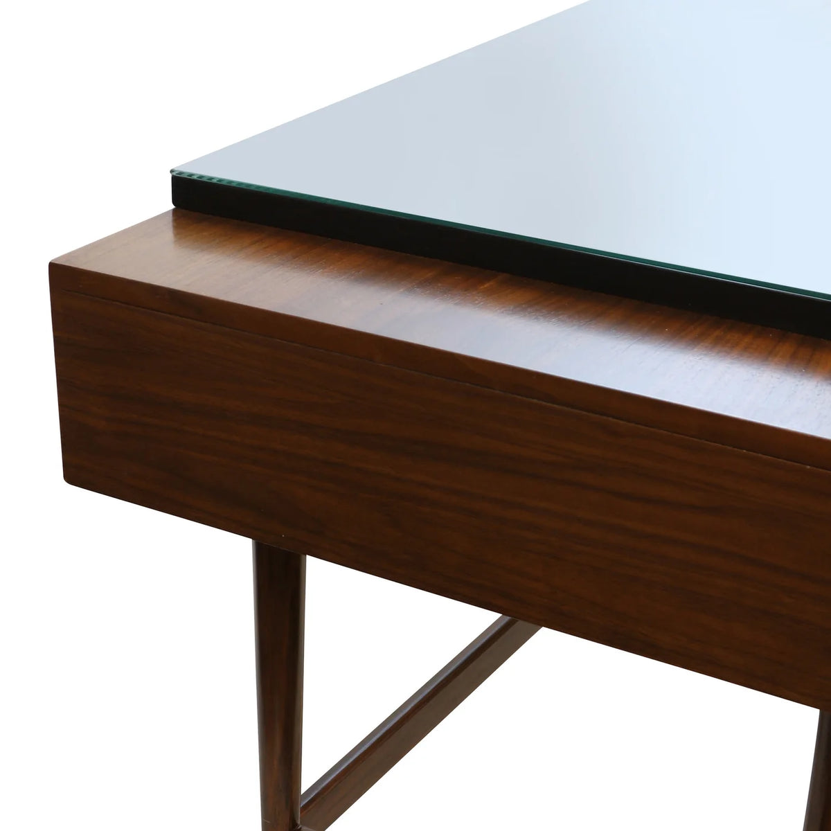 Demetrius Desk Caramel Walnut Veneer Mahogany Wood
