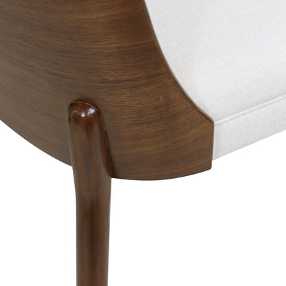 Corbett Side Chair Caramel Walnut Veneer Mahogany Cream Linen Seat Set of 2