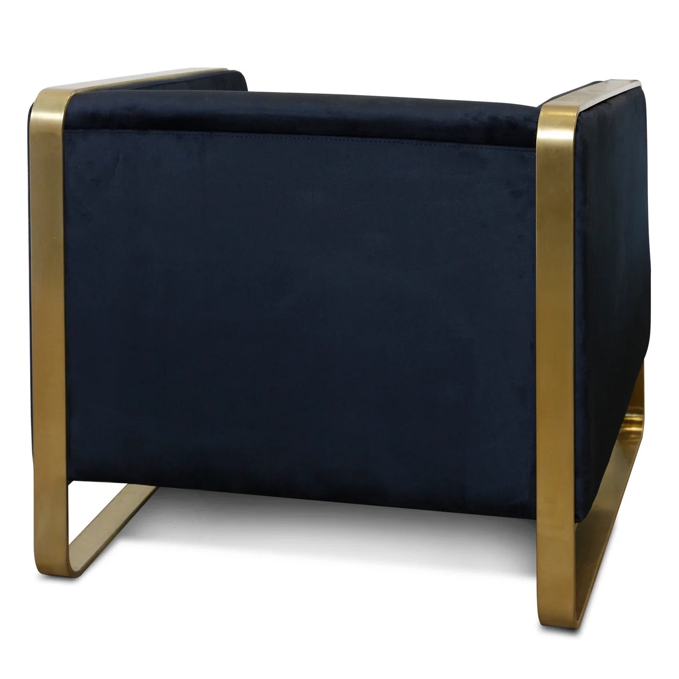 Seeley Chair Black Velvet Fabric on Hardwood Frame with Brushed Metal Gold Legs