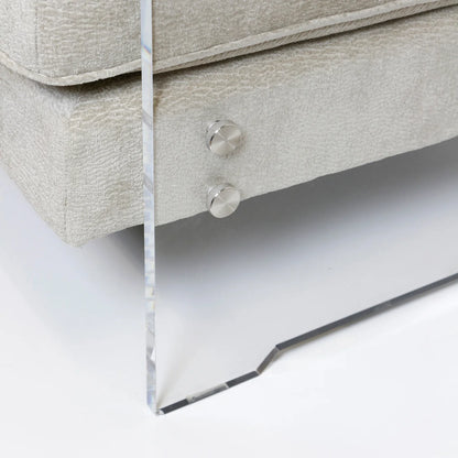 Carrington Chair – Elan Sand Fabric Upholstery on Hardwood with Sleek Acrylic Sides