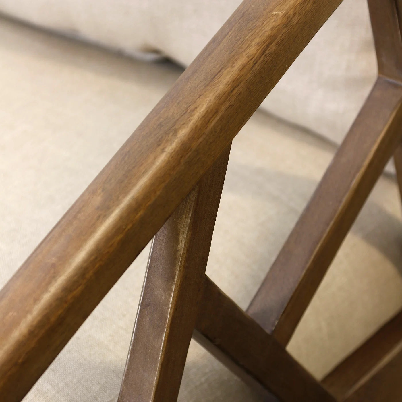 Willa Side Chair Walnut Finish on Mango Wood with Linen Upholstery