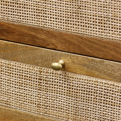 Colby Sideboard - Natural Finish Mango Wood with Cane Doors and Drawers