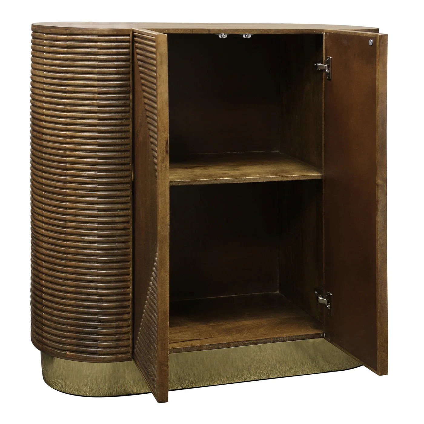Wilson 2‑Door Cabinet - Walnut Finish on Mango Wood with Brass Base