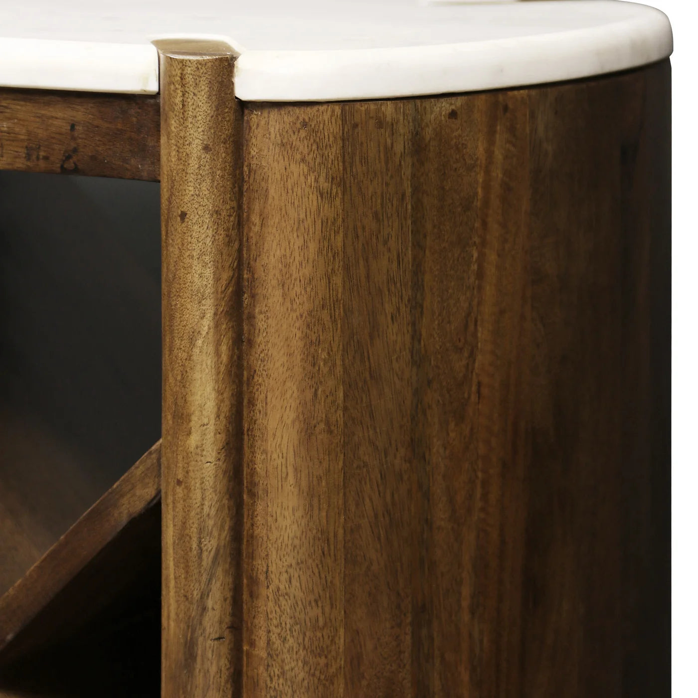 Noland Book Case - Walnut Finish on Mango Wood with White Marble Top