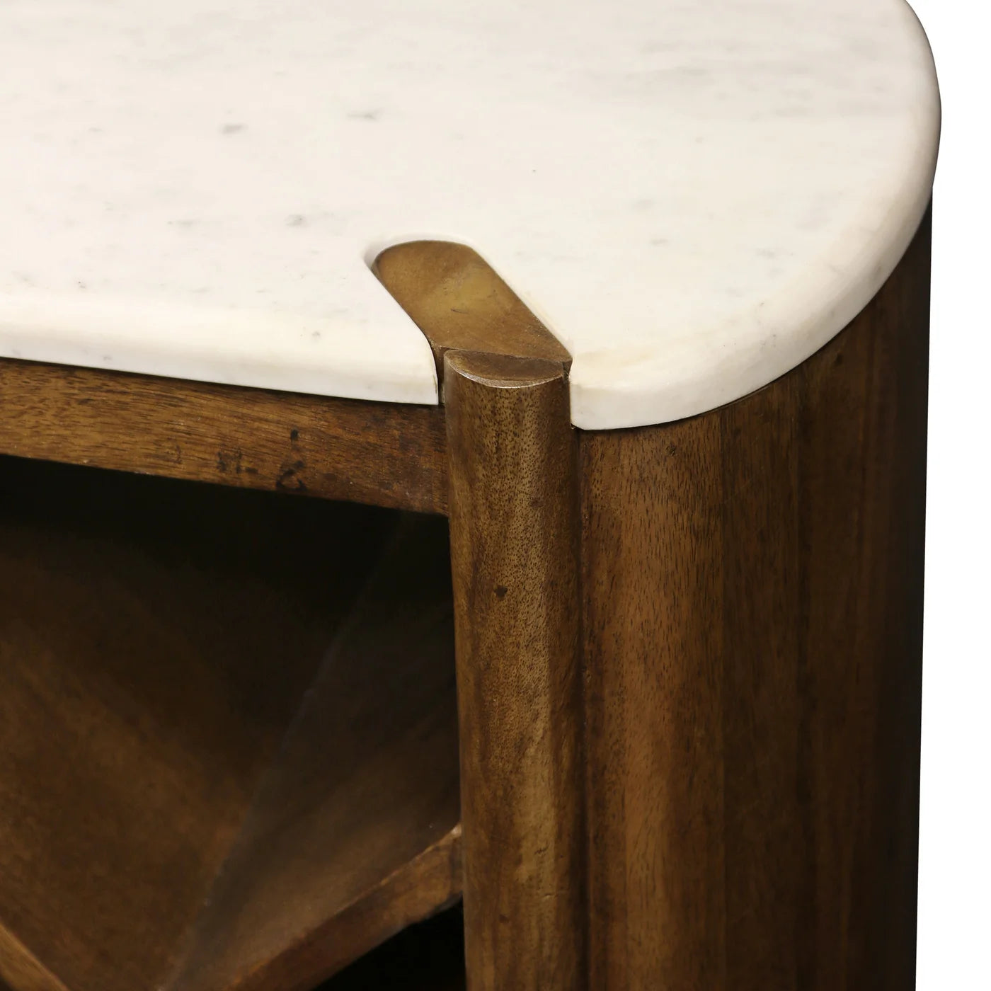 Noland Book Case - Walnut Finish on Mango Wood with White Marble Top