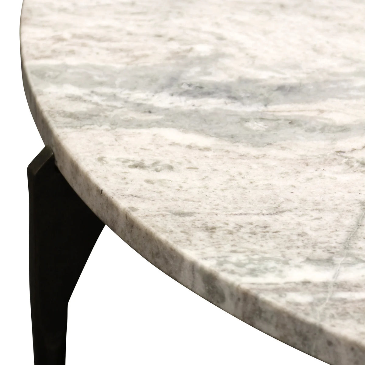 Cantrell Coffee Table Brown Marble Top Black Metal Base