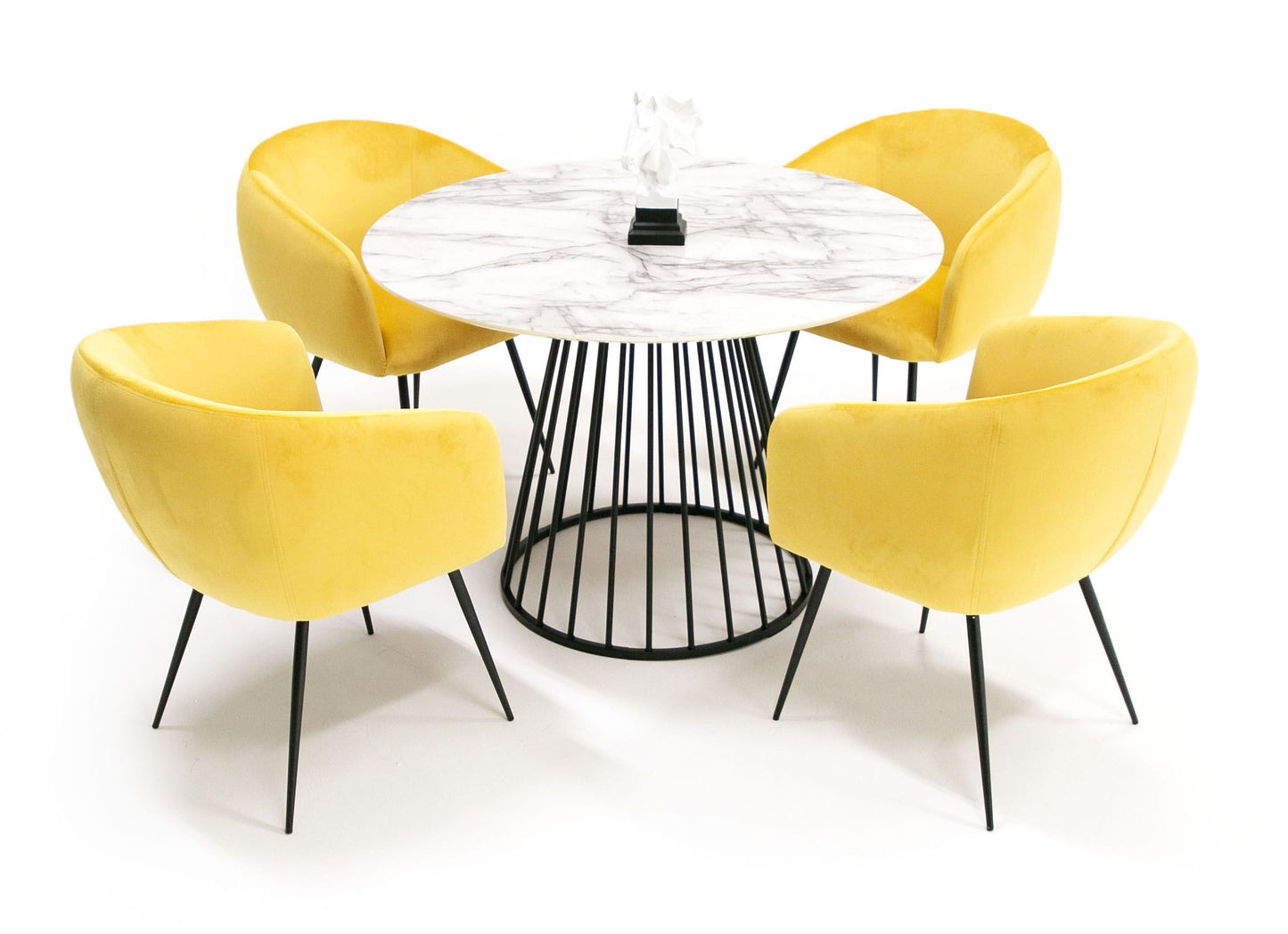 Modrest Holly - Modern Round White and Black Dining Table