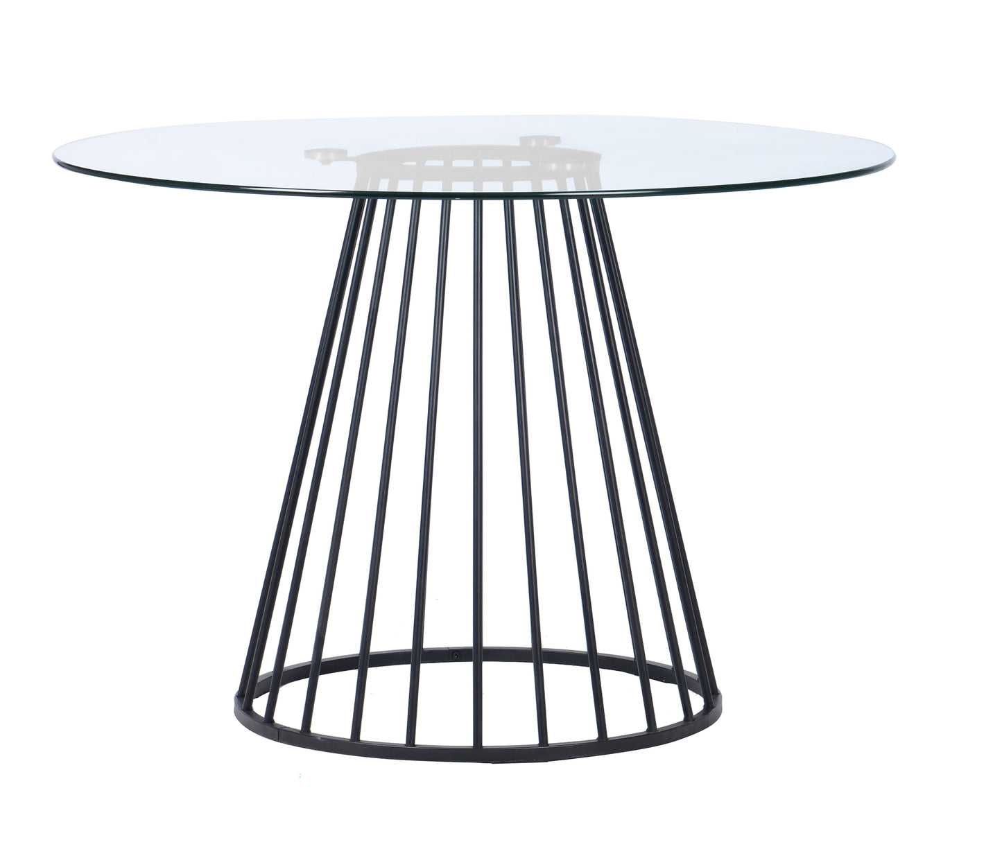 Modrest Holly - Modern Round Clear Glass and Black Dining Table