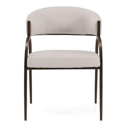 Hudson Modern Off White Fabric Bronze Dining Chair