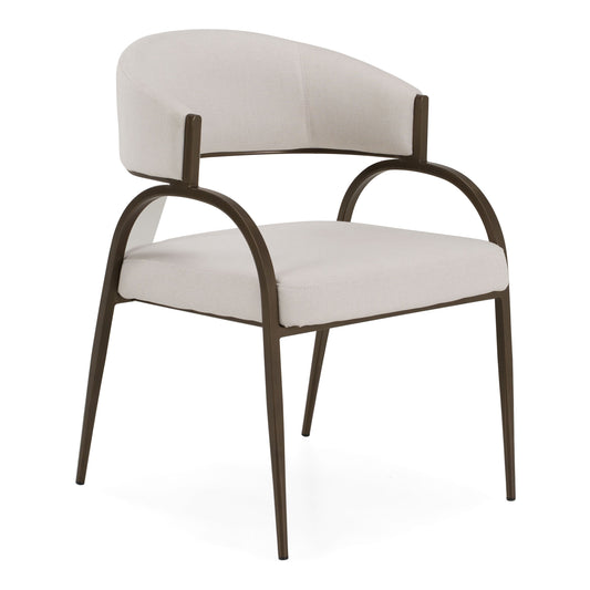 Hudson Modern Off White Fabric Bronze Dining Chair