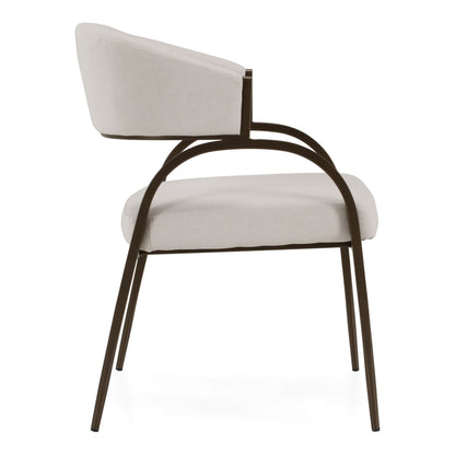 Hudson Modern Off White Fabric Bronze Dining Chair