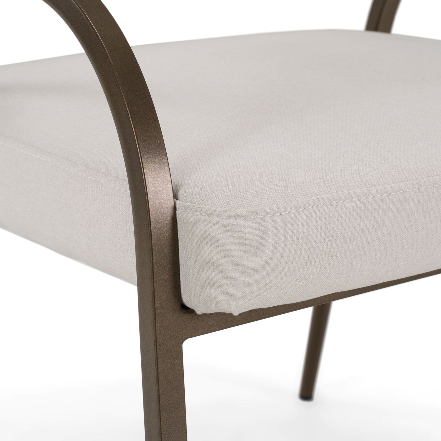 Hudson Modern Off White Fabric Bronze Dining Chair