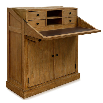 Convertible Desk Princeton Style Made of Solid Mindy Wood Latte Brown Finish With Slight Wire