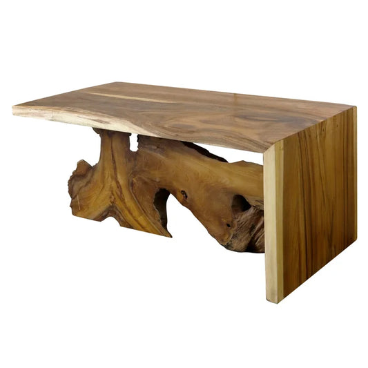 Natural Wood Root Coffee Table – Organic Design with Raw-Edge Elegance