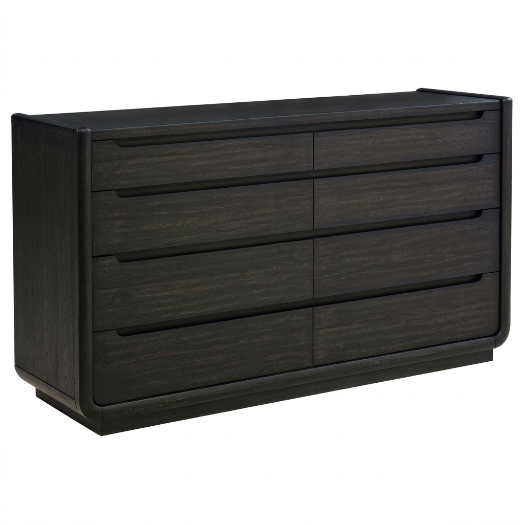 Leandro Burnished Black 8‑Drawer Bedroom Dresser