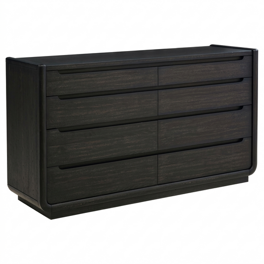 Leandro Burnished Black 8‑Drawer Bedroom Dresser