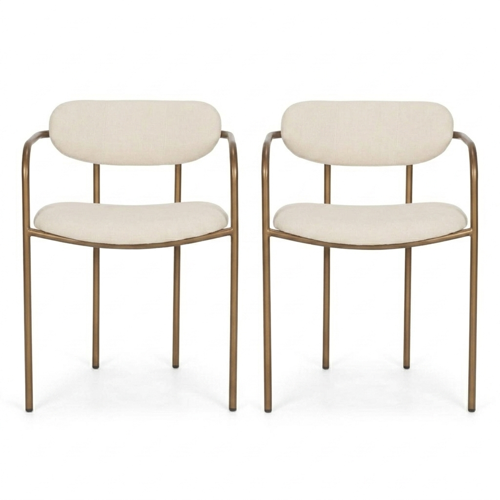 Parker Cream Upholstered Dining Chair with Gold Frame Set of 2