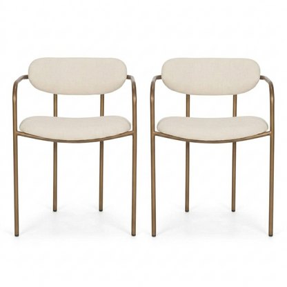 Parker Cream Upholstered Dining Chair with Gold Frame Set of 2