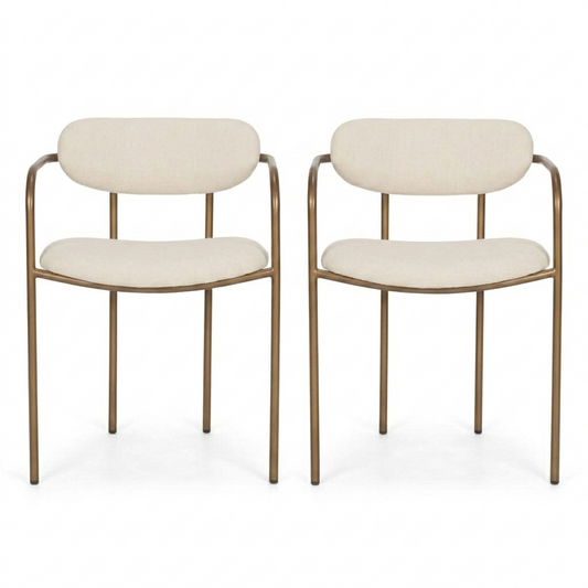 Parker Cream Upholstered Dining Chair with Gold Frame Set of 2