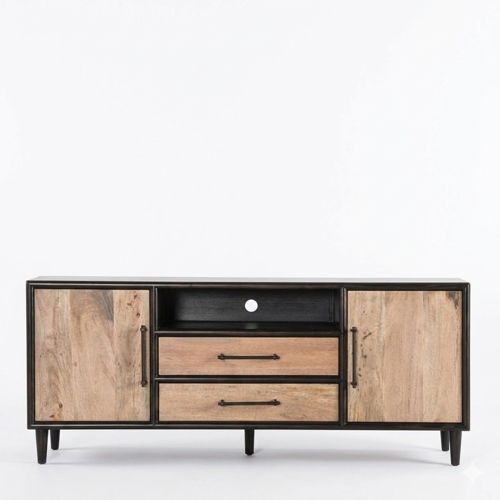 Lakeside Light White Wash 72 Inch TV Stand with UV‑Sealed Drawers