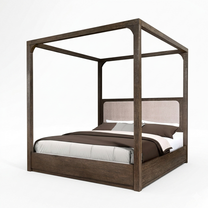 Vellara Dark Walnut Canopy Bed with Transitional Frame