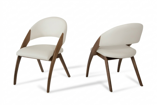 Lucas Cream and Walnut Dining Chair