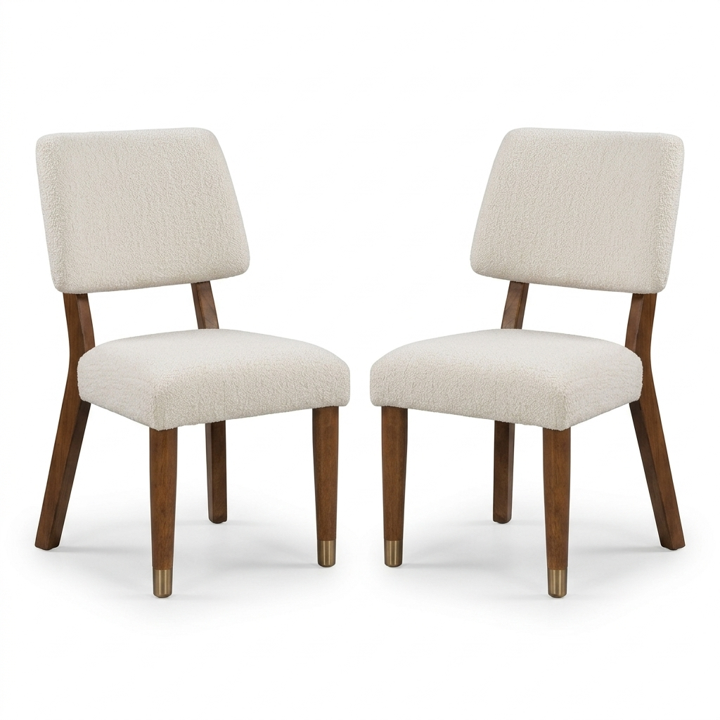 Hepburne Walnut Dining Side Chair with Mid‑Century Frame - Set of 2
