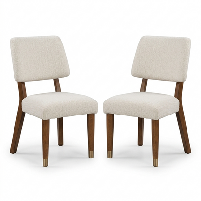 Hepburne Walnut Dining Side Chair with Mid‑Century Frame - Set of 2