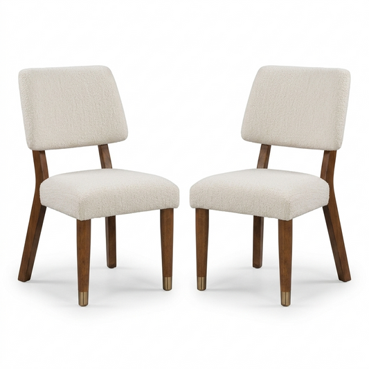 Hepburne Walnut Dining Side Chair with Mid‑Century Frame - Set of 2